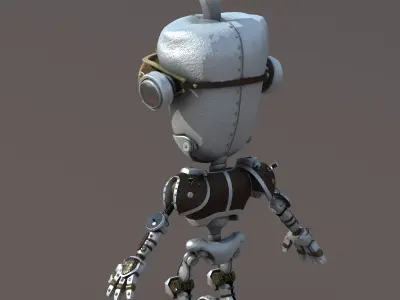 Cartoon Robot Riged Low-poly 3D model