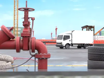 Large Cargo Port Shipyard container ship 3D model