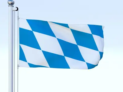 Animated Bavaria German State Flag Low-poly 3D model