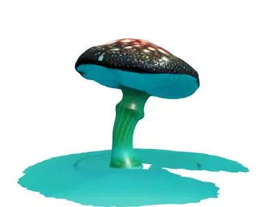 Glowing Fantasy Mushroom 3D Model Low-poly 3D model