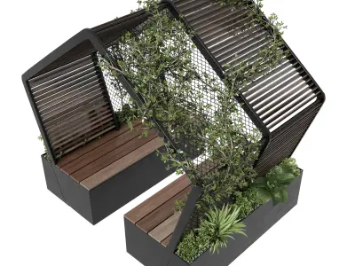 Landscape furniture with pergola and roof garden 28 3D model