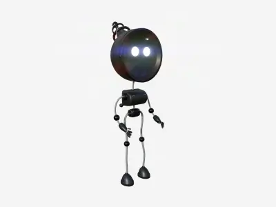 Cute Robot D02 Black - SciFi Character Design Low-poly 3D model