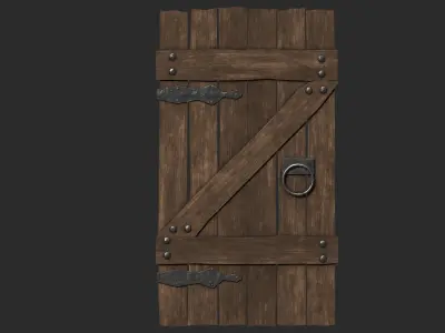 Wood Door Low-poly 3D model