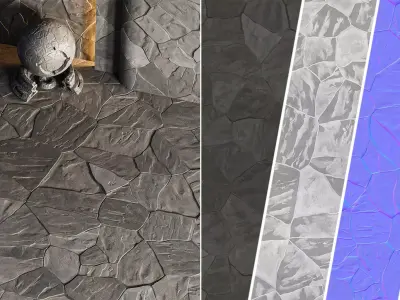 H72 Slate Stone - PBR - 4K - Seamless Low-poly 3D model