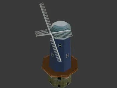 windmill Low-poly 3D model 3