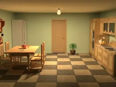 Kitchen - checkered floor 3D model
