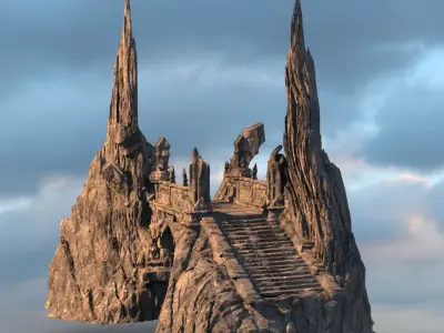 Hindu Gods Dark stone mountain stones 3D model