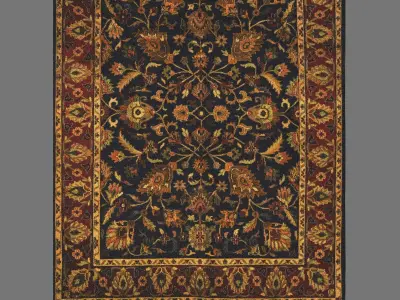 INDO HAND-KNOTTED MAHAL WOOL RUG 3D model