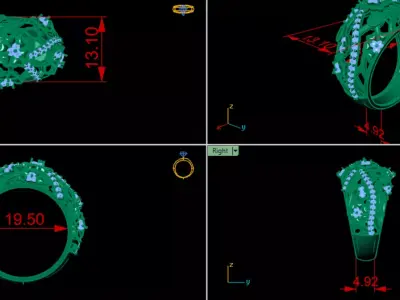 Floral Diamond Ring 3D print model