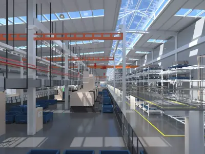 Factory production line 3D model