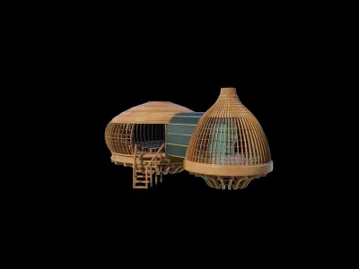 Tree House Wooden Tent 3D model