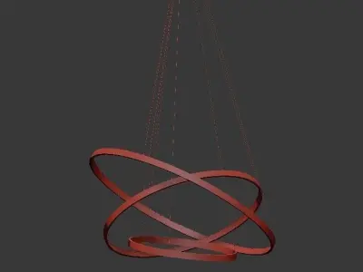 Modern pendant light with two rings hanging from it 3D model