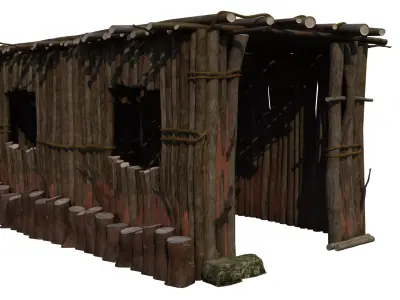 cowhouse wooden outhouse 3D model