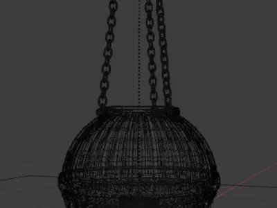 Blue glass candle holder on chains Low-poly 3D model