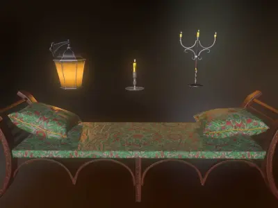 PBR Furniture pack Low-poly 3D model