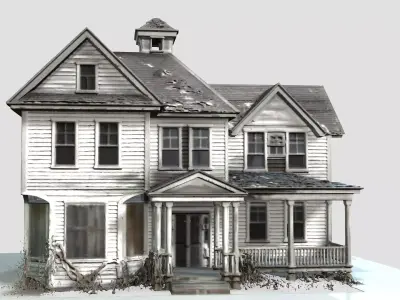 Two Old Houses and One Old Tower 3D model