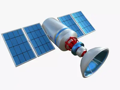 Satellite D09 USA - SciFi Space Design Low-poly 3D model