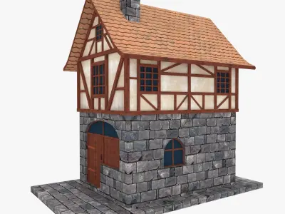 Medieval Building  Townhouse Low-poly 3D model