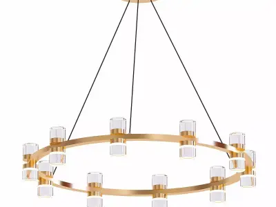 THE307 gold chandelier with glass shades 3D model