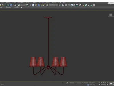 BERKSHIRE 6 ARM CHANDELIER WITH LINEN SHADES Low-poly 3D model