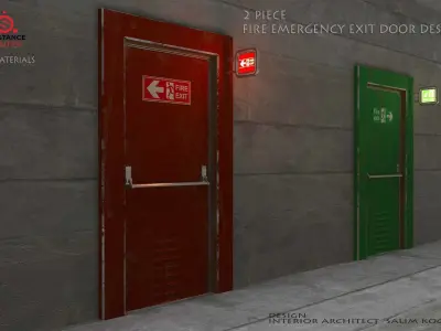  Emergency Fire Exit Door Low-poly 3D model