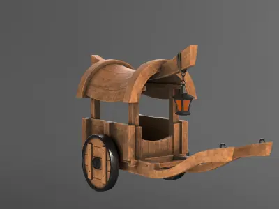Stylized 3D Game Cart Low-poly 3D model