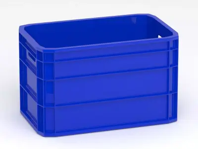 Portable Plastic Crate Blue 3D model