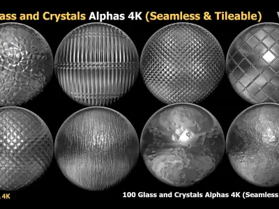 100 Glass and Crystals Alphas  Seamless  Tileable VOL 10 Texture
