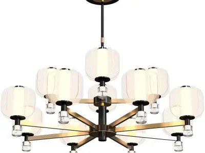 Jolli modern chandelier with glass shades 3D model