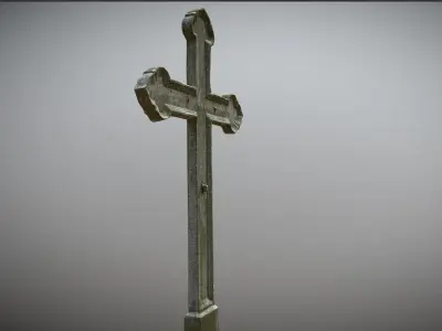 Scanned photorealistic light rusty iron cast cross Low-poly 3D model