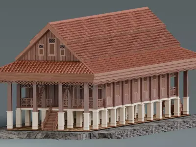 Traditional Houses - Rumah Dulohupa Low-poly 3D model