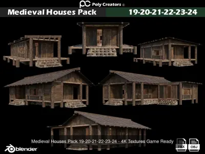 50- Medieval Houses Collection - 4K Textures Game Ready 3D Model Pack
