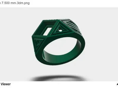Men Ring With Princess Cut Center Stone 3D print model
