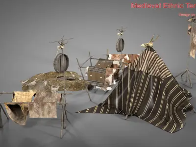 Medieval Ethnic Tent Set  3D model