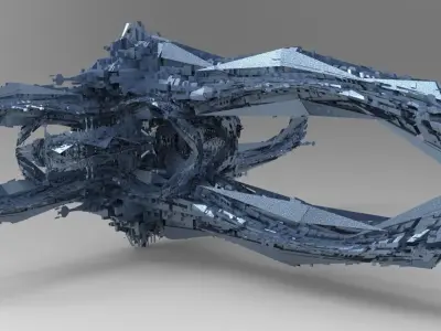 Hydra Dark Stone Sci fi monoliths 3D model