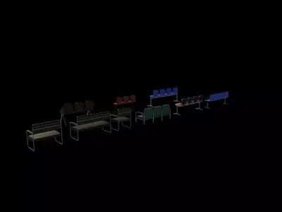 Waiting chair set 3D model