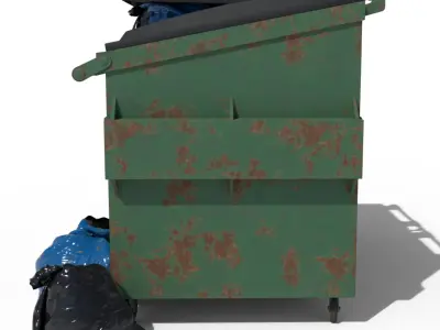 Cyberpunk Garbage Dumpster with Bags 3D model