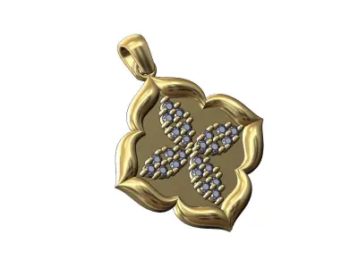 Diamond clusters floral window pendant with bail 3D print model