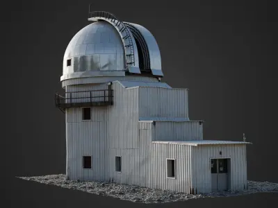 Realistic Astronomical Observatory 3D Model Metallic Dome 3D model