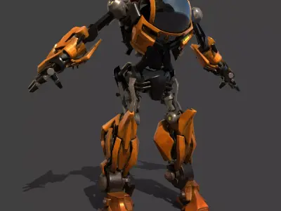 RoboTran orange and robot Low-poly 3D model