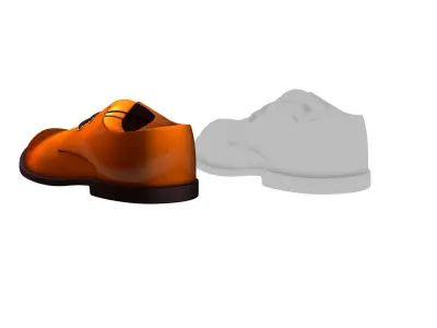 Cartoon High Poly Subdivision Brown Shoes 3D Model Low-poly 3D model