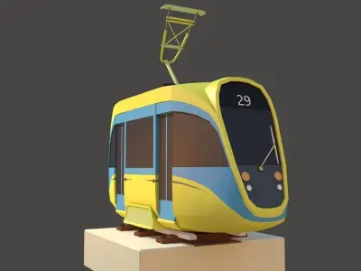 Modern Tram Low-poly 3D model