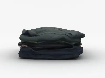 T-Shirts 4 stack of clothes 3D model
