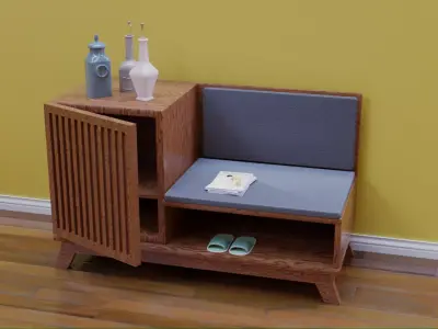 Shoe Cabinet Bench  Low-poly 3D model
