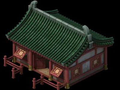 Game Building - Yan overlooking the house 03 3D model