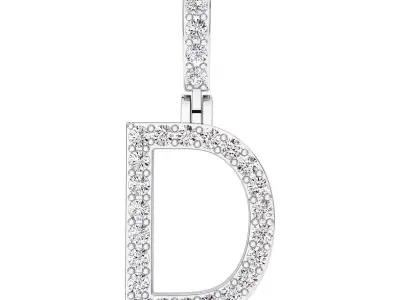 Alphabet D-letter single row pendant 3D print model