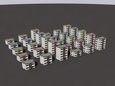 Cartoon Building Low Poly Building E 30 Variant Low-poly 3D model