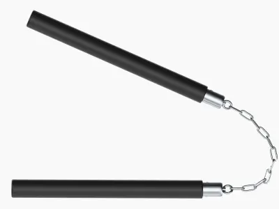 Nunchaku with chain light plastic 3D model