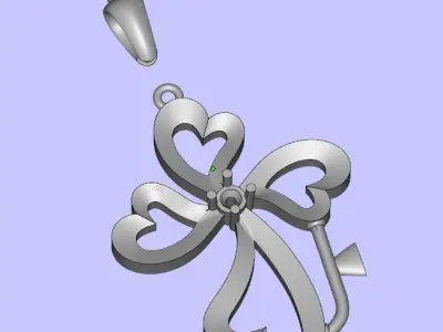 Pendant 3dm rose gold cross with diamond 3D model