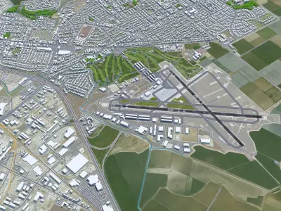 Salinas Muncipal Airport 10km Low-poly 3D model